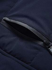 Manfinity Homme Men's Zipper Casual Versatile Winter Cotton Padded Hooded Jacket - Navy Blue - View 8