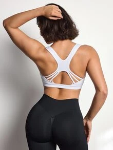 Easithlete Bra Olahraga Tanpa Jahitan Warna Putih untuk Wanita - Putih - View 1