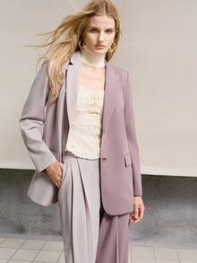 MOTF PREMIUM Áo blazer nữ thanh lịch tay dài phối màu tương phản có cúc - Nhiều màu - Xem 4