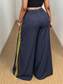 Maweii Women's Plus Size Casual Leopard Print Contrast Trim Waist Tie Bow Straight Leg Fashion Design 2025 New Versatile Long Pants Fall - Multicolor - View 2