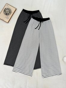 Napfluff 2PCS Women Sleep Bottoms - Black and White - View 1