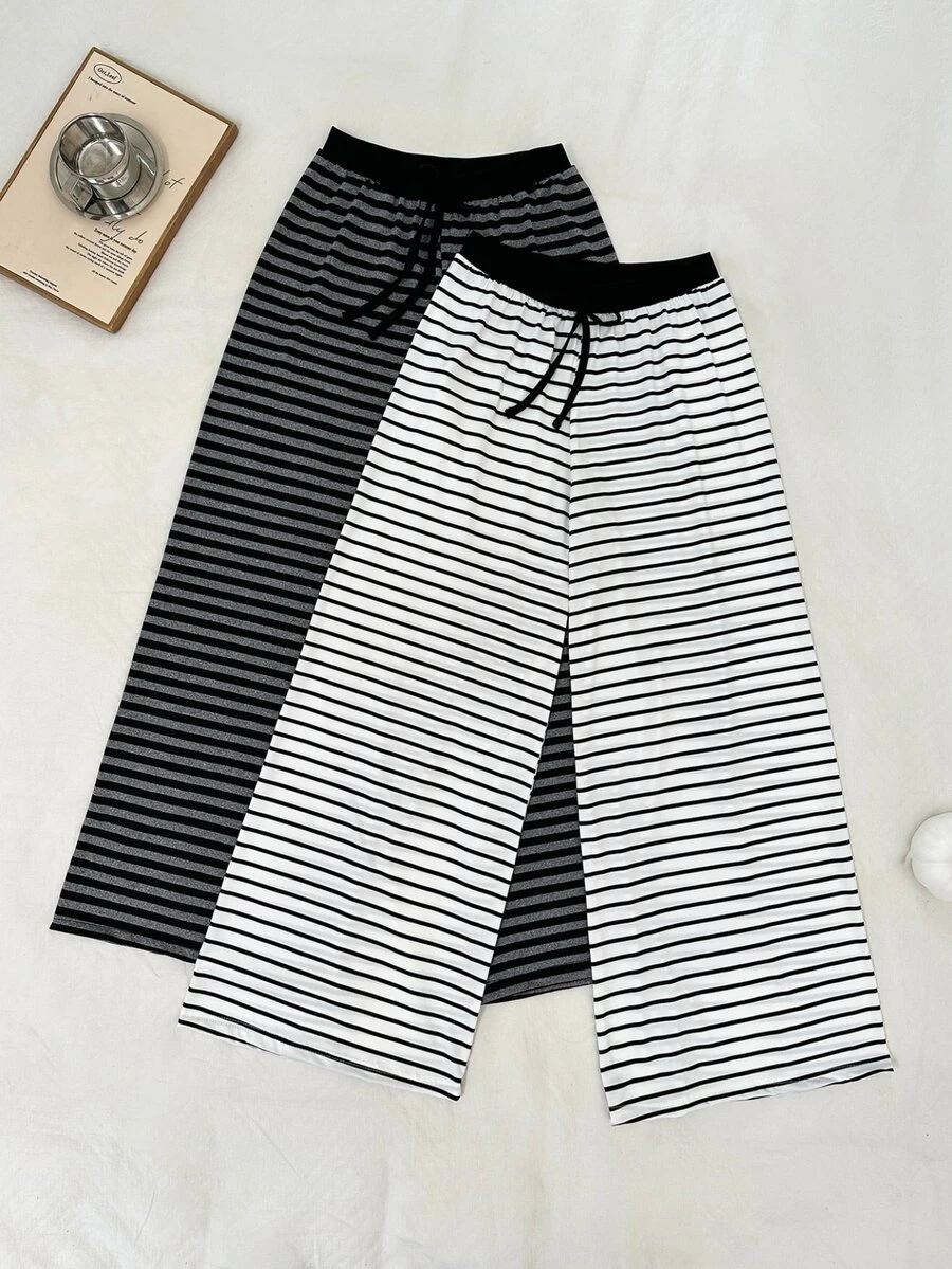 Napfluff 2PCS Women Sleep Bottoms - Black and White - View 1