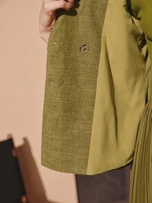 MOTF PREMIUM WOMEN'S SOLID COLOR CASUAL VERSATILE COMMUTE TRAVEL BLAZER JACKET - Olive Green - View 4