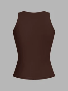SHEIN EZwear 4件組休閒極簡風女款性感短版緊身背心，適合夏秋層次穿搭 - 彩色 - 查看 4