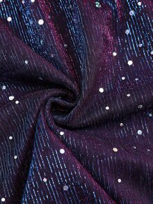 Cravure Plus Size Women's Autumn/Winter Shiny Fabric Cinched Waist A-Line Elegant Party Blouse - Multicolor - View 6