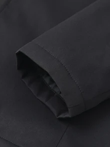 Manfinity Homme Men's Thermal Lined Hooded Jacket, Black Zipper Winter Jacket, Slim Fit, Suitable For Urban Commute And Casual Daily Wear - Black - View 7