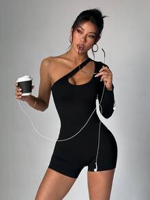 Slayform Seamless Knit Sports Jumpsuit - Black - View 1