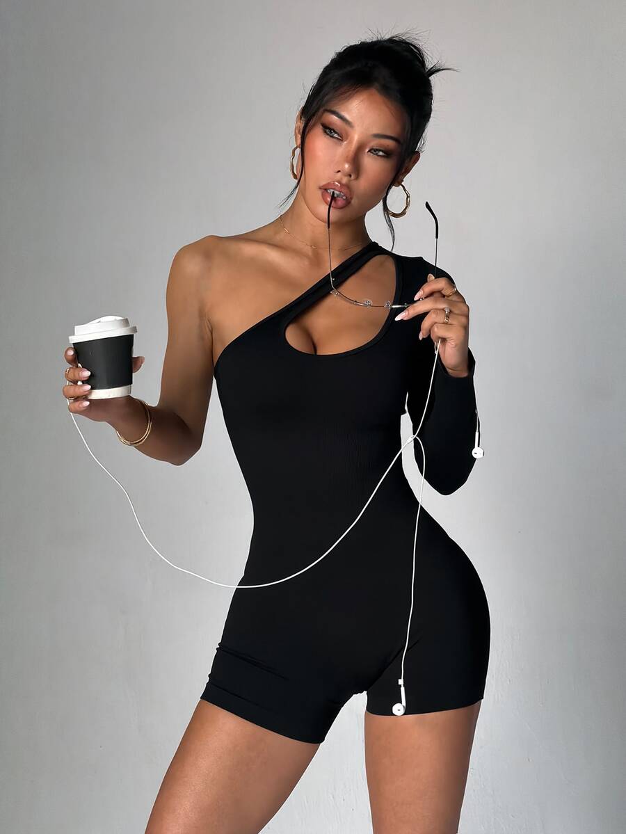 Slayform Seamless Knit Sports Jumpsuit - Black - View 1