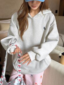 DAZY Women's Loose Hooded Pullover Casual Sweatshirt Hoodies - Light Grey - View 8