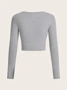 SHEIN EZwear 女款純色圓領長袖休閒百搭T恤（2件組） - 彩色 - 查看 5