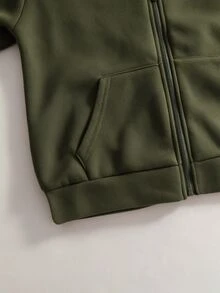 SHEIN Sparklyn 秋冬女款連帽拉鍊夾克－混搭街頭風運動衫，抗寒針織面料，適合秋冬穿著 - 藍色 - 查看 3