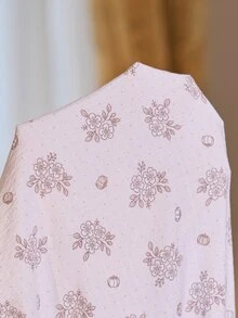 Serenescape Vacation Style Vintage Ditsy Floral Lapel Tie Front Plus Size Pajama Set - Baby Pink - View 8