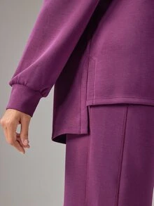 OutZeal Women Sports Sweatshirt Gym Workout Casual Natural Soft Long Sleeve Sweatshirt - Violet Purple - View 6