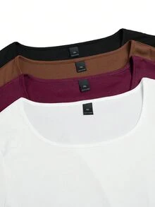 SHEIN LUNE CURVE 4件組圓領長袖T恤，休閒時尚女款秋季日常穿著上衣 - 彩色 - 查看 6