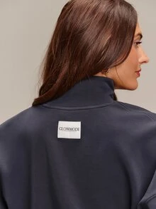 GLOWMODE Modal Soft Warm Curved Bubble Hem Waist Length Oversized Ribbed Cuffs High Neck Pullover Sweatshirt Daily - Iron Gray - View 5