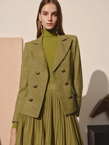 MOTF PREMIUM WOMEN'S SOLID COLOR CASUAL VERSATILE COMMUTE TRAVEL BLAZER JACKET - Olive Green - View 6