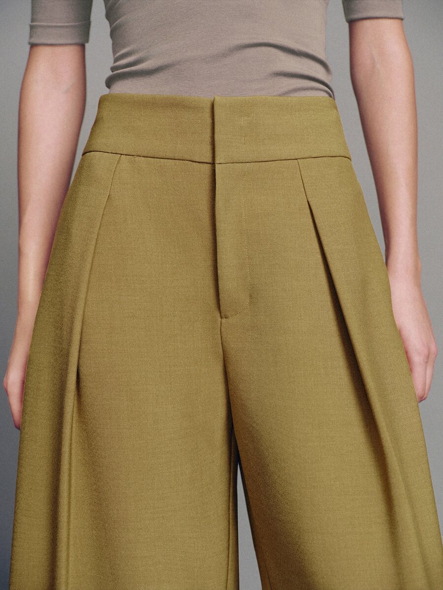 MOTF PREMIUM WOMEN'S SOLID COLOR CASUAL VERSATILE DAILY WEAR WIDE LEG LONG PANTS - Khaki - View 2