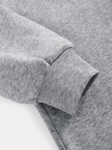 SHEIN Teen Girl Autumn/Winter Thermal Lined Hooded Long Sleeve Dress, Suitable For Daily Fashion Wear - Light Grey - View 6