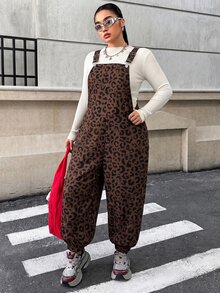 Solflare Plus Size Fashion Leopard Print Pocket Jumpsuit - Multicolor - View 6