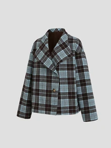 Sweetra Y2K Versatile Commuter Street Style Retro Plaid Overcoat Top - Multicolor - View 7