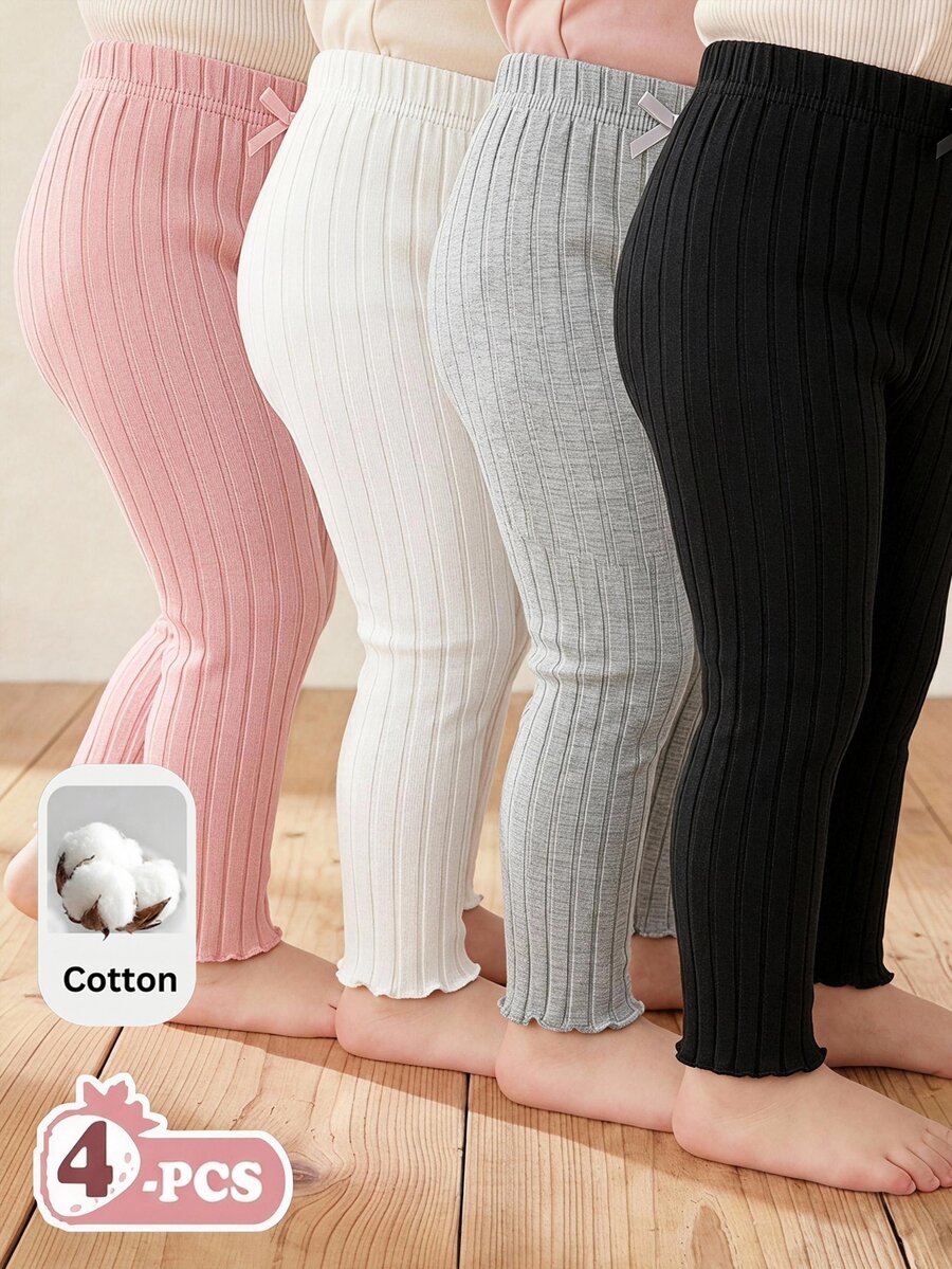 SHEIN 4PCS Baby Girls Bottoms - Multicolor - View 1