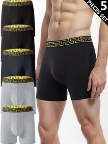 Wedaily 5件組男士舒適休閒黑色四角內褲 - 彩色 - 查看 1