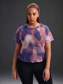Powerista Women's Plus Size Casual Tie-Dye Short Sleeve Sports T-Shirt - Multicolor - View 3