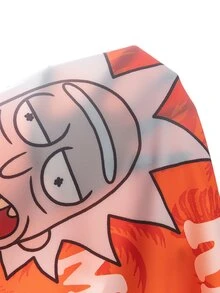 Rick and Morty X SHEIN Áo sơ mi nam ngắn tay họa tiết cây cọ phong cách du lịch - trái cam - Xem 9