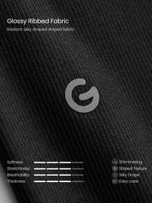 GLOWMODE 閃亮羅紋亮面可調式肩帶運動內衣，可拆式胸墊與肩帶，低衝擊，適合瑜珈、皮拉提斯、工作室與日常穿著 - 黑色 - 查看 5