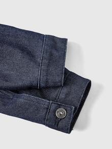ROMWE Grunge Punk Women's Napoleon Design Cropped Top And Bandeau Top Denim Set - Navy Blue - View 4
