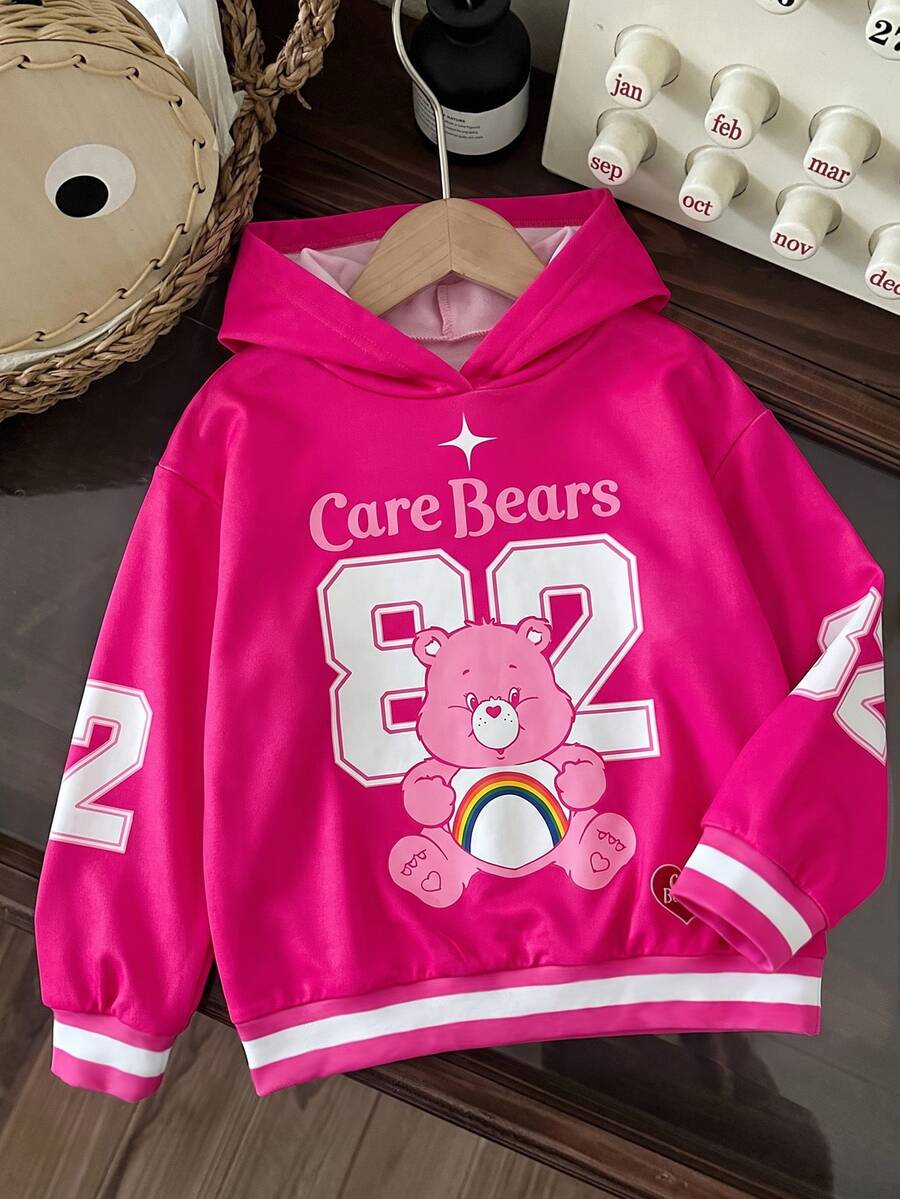 Slaydiva SHEIN X Care Bears 女款可愛卡通印花連帽衛衣休閒街頭風 - 彩色 - 查看 1