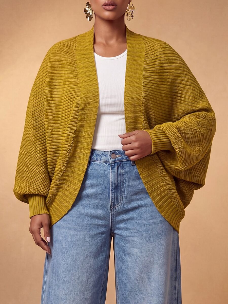 Zivah Plus Size Women's Solid Color Casual Versatile Daily Wear Cardigan
