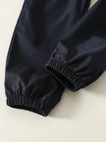 SHEIN 2件裝兒童小男孩休閒日常百搭舒適拼接連帽半拉鍊套頭寬鬆長袖外套 - 彩色 - 查看 6