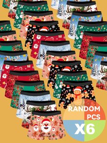Notgurli 1/3/6pcs Men's Square Boxer Briefs Random Print Fashion Christmas Atmosphere - Multicolor - View 1
