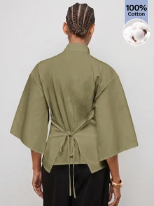 Maija Women's Solid Color Casual Versatile Daily Wear Shirt - Army Green - View 2