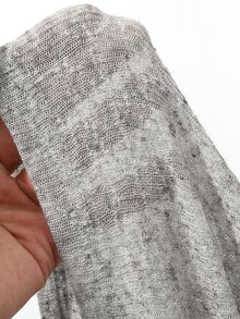 DAZY Grey Asymmetrical Shoulder Fitted Long Sleeve Solid Color Knit Top T-Shirt - Grey - View 5
