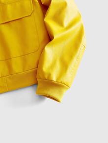 ROMWE MEN Street Life Men's Solid Color Long Sleeve Zipper Pocket PU Leather Casual Jacket - Yellow - View 4