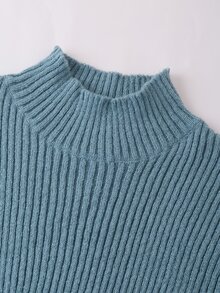 Solivie Women's Solid Color Casual Daily Wear Knit Dress - Baby Blue - View 4