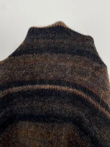 Aloruh Sweater Wanita Gaya Vintage Liburan dengan Blok Warna dan Desain Pinggang yang Pas, Gaya Streetwear - Coffee Brown - View 9