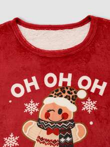 Chillnights Young Casual Christmas Print Crew Neck Pullover Plus Size Pajama Set - Multicolor - View 3