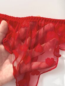 PetitDoll 4pcs Red Sexy Sheer Lingerie Set - Multicolor - View 3