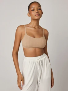 Ocili Women's Pure Cotton Ribbed Comfortable Bra - Khaki - View 5