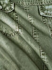 Trelyra Women's Denim Effect Print V-Neck Long Sleeve Casual Shirt - Green - View 7