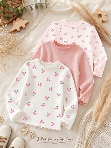 3PCS Young Girls T-Shirts - Multicolor - View 1