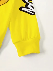 LOONEY TUNES X SHEIN 女款字母卡通印花圓領長袖休閒運動衫 - 白色 - 查看 4