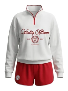 SHEIN Women's Letter Print Long Sleeve Top And Shorts Casual Daily Sports 2 Pieces Set - Red and White - View 4