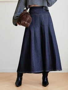 Dazy-Less Women's Fashion Versatile Daily Casual Denim Skirt - Dark Wash - View 1