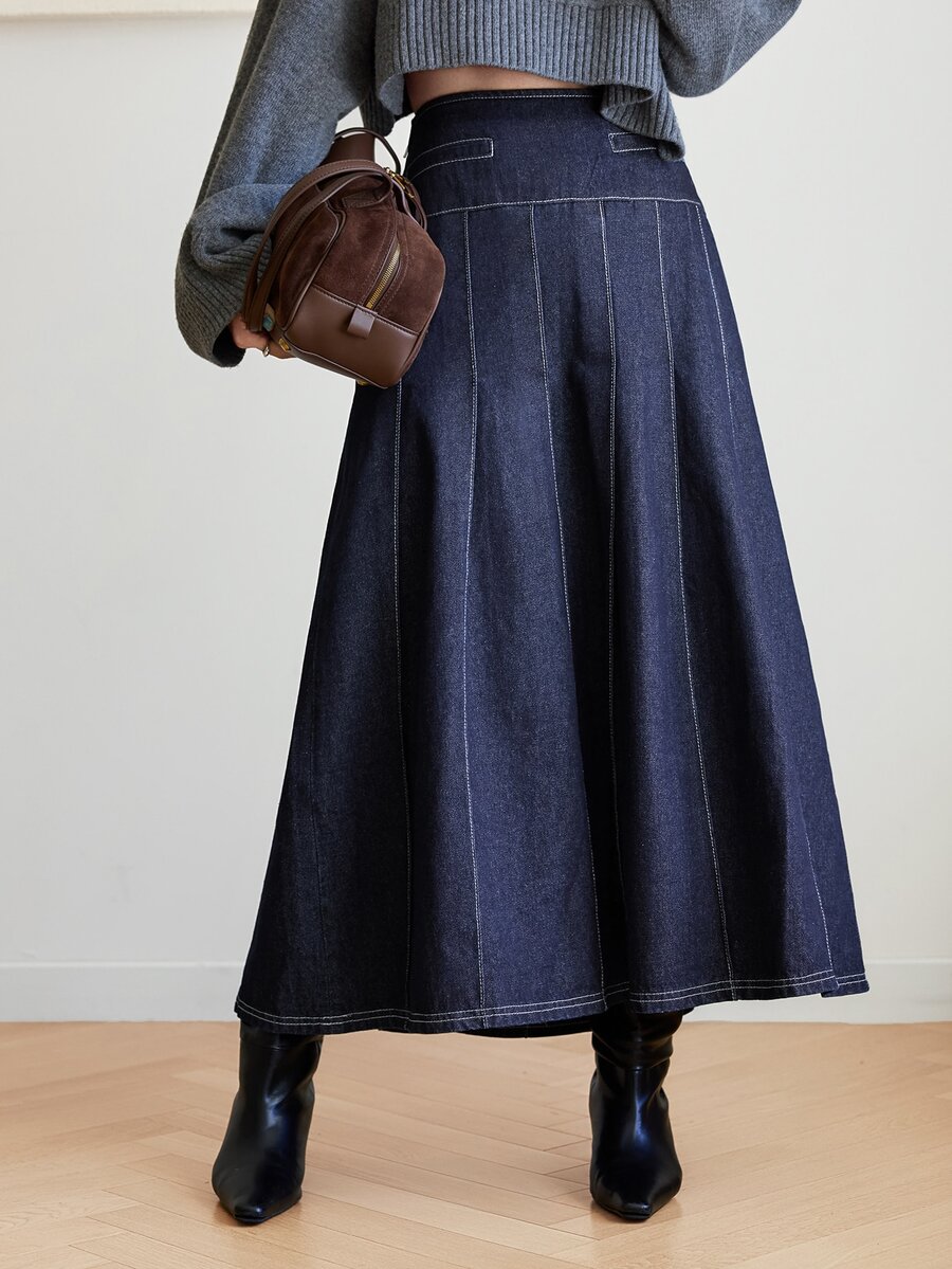 Dazy-Less Women's Fashion Versatile Daily Casual Denim Skirt - Dark Wash - View 1
