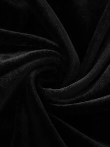 LUMIGAL Women's Black Velvet Cowl Neck Mesh Long Sleeve T-Shirt - Black - View 6