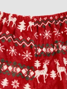 Chillnights Young Casual Christmas Print Crew Neck Pullover Plus Size Pajama Set - Multicolor - View 5